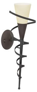 Rustikálna nástenná lampa hrdzavohnedá s krémovým sklom - Castle