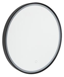 Kúpeľňové zrkadlo čierne 50 cm vrátane LED 3-stupňové stmievateľné s dotykovým okrúhlym - Miral