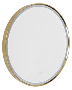 Zrkadlo do kúpeľne medené 50 cm vrátane LED 3-stupňové stmievateľné s dotykovým okrúhlym - Miral