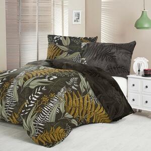 Kvalitex Saténové obliečky Luxury Collection Papradie hnedá , 140 x 220 cm, 70 x 90 cm
