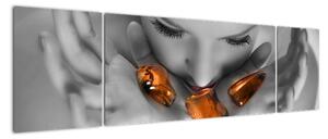 Obraz - oranžové kamene v dlani (Obraz 170x50cm)