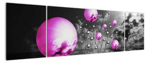 Abstraktný obraz - fialové gule (Obraz 170x50cm)