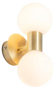 Moderná nástenná lampa zlatá IP44 2-svetlá - Cederic