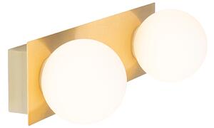 Nástenná lampa zlatá 28 cm IP44 2-svetlo s vypínačom - Cederic