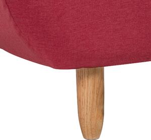 Leňoška červená látkové čalúnenie ľahké drevené nohy škandinávsky štýl