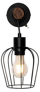 Rustikálna nástenná lampa čierna s drevom - Stronk