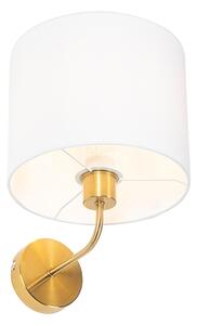 Klasická nástenná lampa zlatá s látkovým tienidlom biela - Cas