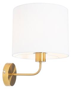 Klasická nástenná lampa zlatá s látkovým tienidlom biela - Cas