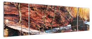 Obraz mosta - jesenné cesta lesom (Obraz 170x50cm)