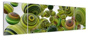 Abstraktný obraz - zelené gule (Obraz 170x50cm)
