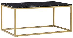 Konferenčný stolík čierny mramorový efekt zlaté kovové nohy 100 x 60 cm obdĺžnikový industriálny glamour dizajn