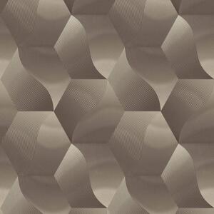 Vliesové tapety na stenu 10169-30, rozmer 10,05 m x 0,53 m, 3D geometrický vzor zlatohnedý s kovovým odleskom , Erismann