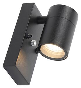 Moderná vonkajšia nástenná lampa čierna IP44 so senzorom súmraku - Solo