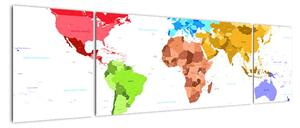 Obraz - farebná mapa sveta (Obraz 170x50cm)