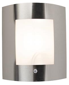 Vonkajšia nástenná lampa oceľ IP44 senzor súmraku - Emmerald