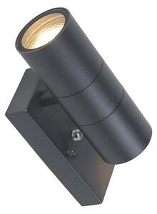 Vonkajšia nástenná lampa tmavosivá 2-svetlo so senzorom súmraku - Duo