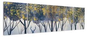 Obraz jeleň v lese (Obraz 170x50cm)