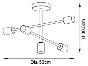 Endon 98786 - Luster na tyči SOHAN 5xE27/10W/230V mosadz