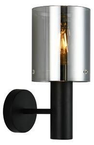 Italux WL-5581-1A-BK+SG nástenné svietidlo Sardo 1x40W E27 čierna, dymové sklo