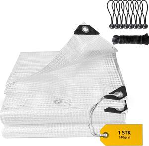 Krycia plachta 3x3 m, priehľadná, 140 g/m², pre záhradný nábytok, vodotesná, s očkami