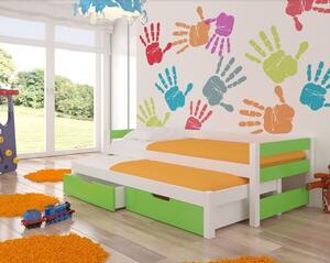 Detská posteľ s prístelkou FRAGA Farba: biela / zelená