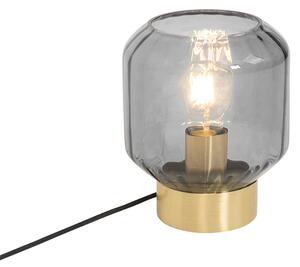 Moderná stolná lampa mosadz s dymovým sklom - Stiklo