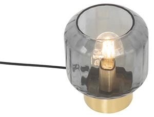 Moderná stolná lampa mosadz s dymovým sklom - Stiklo