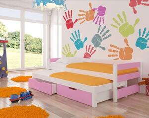 Detská posteľ s prístelkou FRAGA Farba: biela / ružová