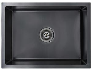 Ručne vyrobený kuchynský drez, čierny, nehrdzavejúca oceľ