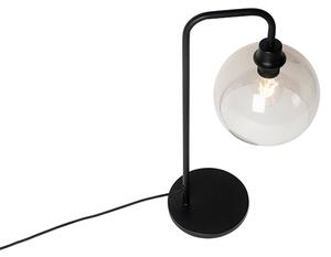 Moderná stolová lampa čierna s dymovým tienidlom - Maly