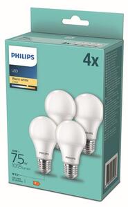 Philips 8718699694982 LED žiarovka E27 10W/75W 1055lm A60 2700K 4-set