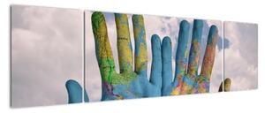 Obraz - mapa sveta na dlani (Obraz 170x50cm)