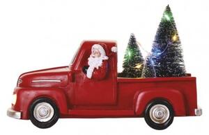 DCLW09 EMOS Vintage LED dekorácia – Santa v aute s vianoč. stromčekmi, 10 cm, 3x AA, multicolor