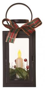 DCLV14 EMOS LED dekorácia – vianočný lampáš so sviečkou čierny, 22 cm, 3x AAA, vintage