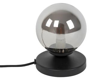 Moderná stolná lampa čierna s dymovým sklom - Atény