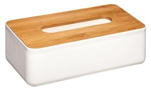 Box na vreckovky Natureo White, 26x9x13 cm, biela/s drevenými prvkami