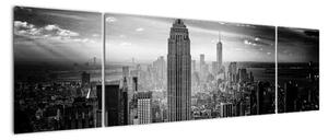 Čiernobiely obraz mesta - New York (Obraz 170x50cm)