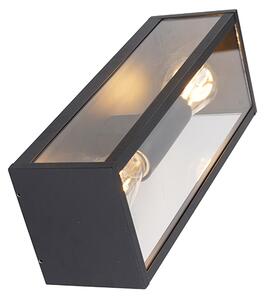 Priemyselná nástenná lampa čierna 38 cm 2-svetlo IP44 - Charlois