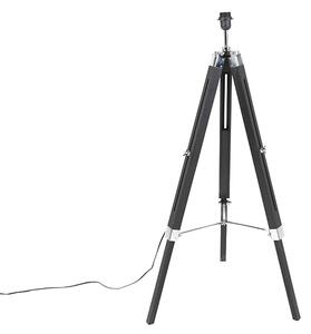 Stojaca lampa trojnožka čierna s tienidlom 45 cm ľanové biele