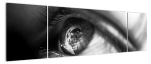 Čiernobiely obraz - detail oka (Obraz 170x50cm)