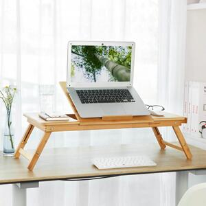 Stolík pod notebook bambusový, odvetrávanie, úložný šuplík, šírka 89 cm