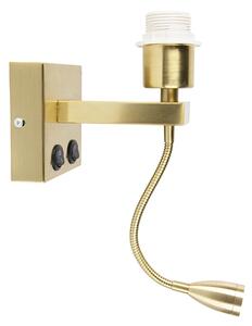 Moderná nástenná lampa mosadz s flexibilným ramenom - Brescia Combi