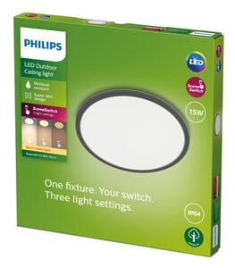 Philips 8719514417977 SuperSlim vonkajšie stropné svietidlo LED 15W/1300lm 2700K IP54 čierna SceneSwitch