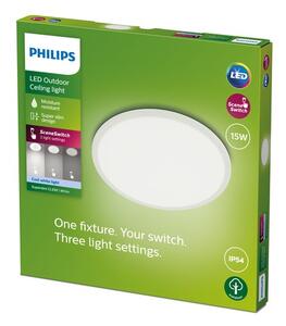 Philips 8719514417991 SuperSlim vonkajšie stropné svietidlo LED 15W/1500lm 4000K IP54 biela SceneSwitch