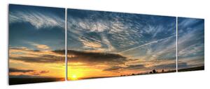 Západ slnka na poli - moderný obraz (Obraz 170x50cm)