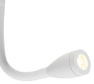 Moderná nástenná lampa biela s USB a flexibilným ramenom - Flero