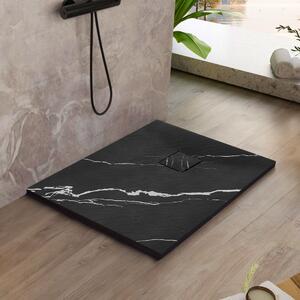 Rea Magnum Carrara, SMC sprchová vanička 90x90, čierna-kamenný vzor, REA-K7008