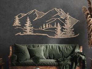 Drevko AKCIA - Vyrezávaný obraz Hory a les (78 x 180 cm) Dub Jasný