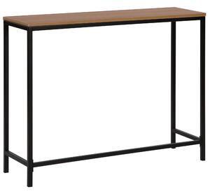 Konzolový stôl hnedý čierny 30 x 100 cm MDF stolný kovový rám obdĺžnikový priemyselný