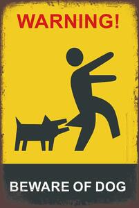 Ceduľa Warning - Beware of dog 30cm x 20cm Plechová tabuľa